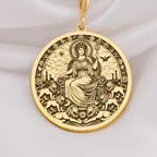 14K Gold Rhea Goddess Necklace inspired by Greek mythology, featuring a celestial motherhood and fertility design. Perfect for mythology lovers and elegant jewelry enthusiasts.