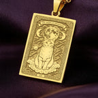 A polished 14K solid gold American Shorthair medallion. This fine pet jewelry represents the breed's gentle spirit, a perfect cat lover gift.