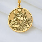 Hathor necklace, Egyptian jewelry, Goddess pendant, Gold Hathor charm, Egyptian goddess, daughter of Ra, Hathor gold necklace, Ancient Egypt charm, Gold goddess charm, Love goddess pendant, Fertility symbol charm, Hathor gold pendant.