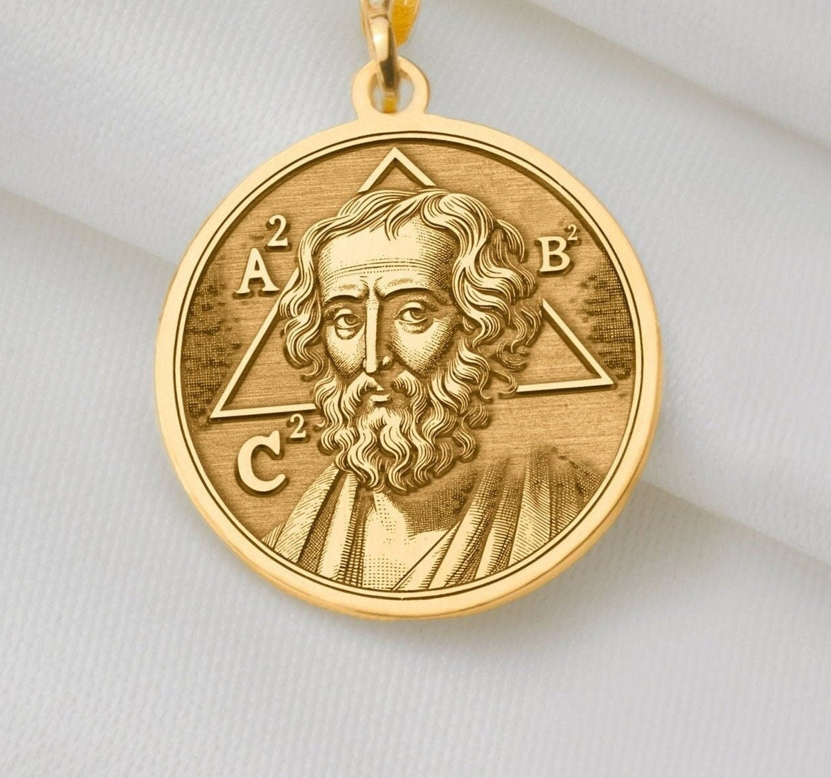 14K Solid Gold Pythagoras Charm Necklace, Pythagoras Silver Pendant, Rose Gold Pythagoras Necklace, Philosophy Jewelry, Pythagoreanism Charm