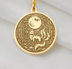 14K Solid Gold Fox Charm Necklace, Fox Silver Pendant, Rose Gold Fox Necklace, Animal Jewelry, Kitsune Medallion, Gifts For Animal Lover