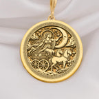 Selene Necklace crafted in 14K Gold featuring the Greek Moon Goddess medallion design. Perfect celestial jewelry gift for mythology lovers and astrology enthusiasts. Ideal for birthdays, anniversaries, or special occasions.