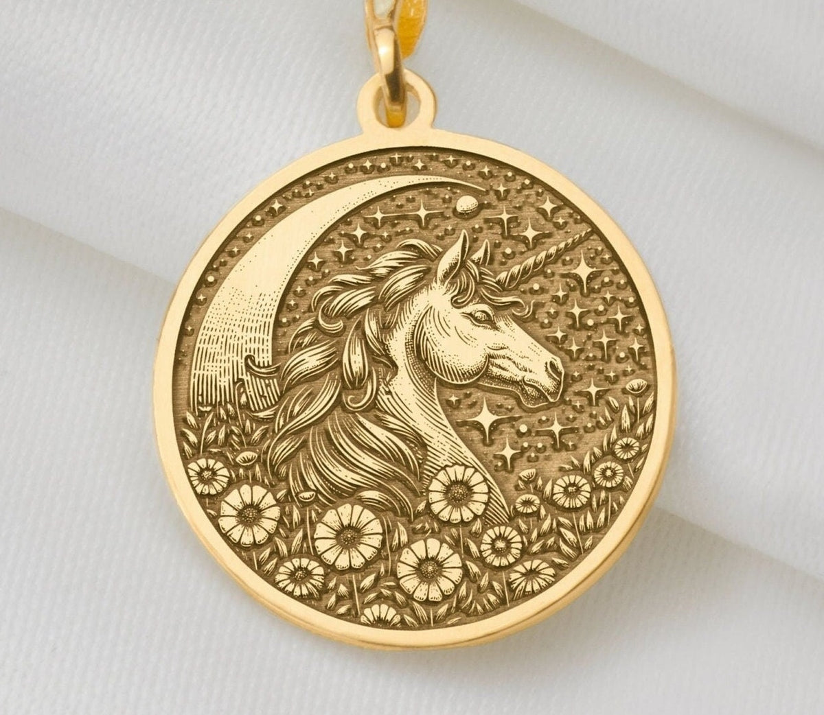 14K Solid Gold Unicorn Pendant Necklace, a luxurious piece symbolizing magic and purity. This gold pendant or medallion is custom-crafted from high-quality 10K pure gold, making it an exquisite and meaningful gift for lovers of unicorn jewelry.