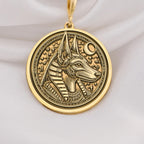 14K Gold Anubis Necklace featuring the ancient Egyptian god Anubis. Elegant and symbolic pendant jewelry, perfect for men and women. A timeless mythology-inspired accessory crafted in solid gold for everyday wear or gifting.
