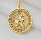 14K Solid Gold Odin Charm Necklace, Odin Silver Pendant, Rose Gold Odin Necklace, Celtic Jewelry, Wotan Medallion, Raven Talisman, Celt Gift