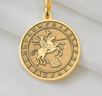 14K Solid Gold Odin Charm Necklace, Odin Silver Pendant, Rose Gold Odin Necklace, Celtic Jewelry, Wotan Medallion, Raven Talisman, Celt Gift