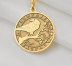 Gold Celtic raven necklace pendant, symbolizing wisdom and resilience. This dainty charm is crafted for everyday wear or layering, perfect for spiritual jewelry lovers. A unique gift, lightweight and versatile, inspired by Celtic lore and mysticism.