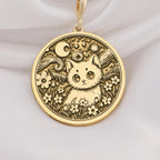 14k gold cat pendant inspired by Van Gogh’s art, featuring intricate details and a charming feline motif. Perfect as a gift for cat lovers, art enthusiasts, or anyone who loves unique, handmade jewelry.