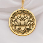 14K Gold Lotus Flower Necklace, a minimalist pendant symbolizing purity and growth. Perfect as a spiritual gift for women or yoga enthusiasts. Handcrafted with timeless design, ideal for weddings, anniversaries, and everyday wear.