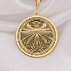 Elegant 14K Solid Gold Lavender Field pendant, featuring an intricately engraved blooming lavender garden under the sun. A perfect gold floral necklace, symbolizing serenity, peace, and natural beauty.