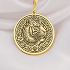 14k Solid Gold Tiger Necklace featuring an elegant medallion pendant. Perfect for animal lovers, zodiac enthusiasts, or as a meaningful gift for women. Stylish and durable, this luxurious gold necklace symbolizes courage, strength, and luck.