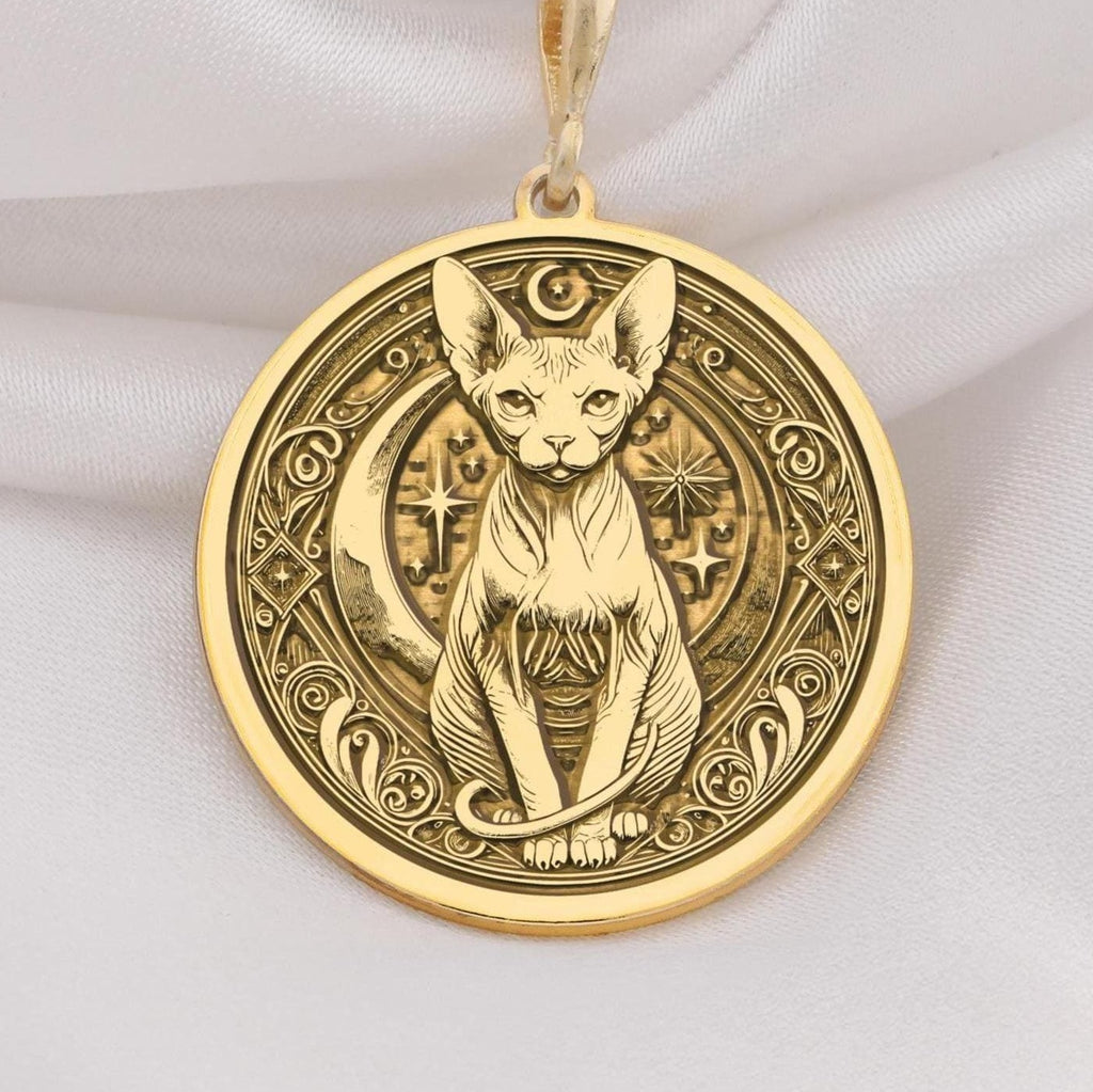 Sphinx cat necklace crafted in 14K solid gold. This unique pendant combines elegance and feline charm, perfect for cat lovers or a thoughtful gift for her. Ideal for birthdays, anniversaries, or special occasions.