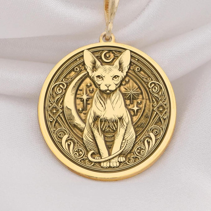 Sphinx cat necklace crafted in 14K solid gold. This unique pendant combines elegance and feline charm, perfect for cat lovers or a thoughtful gift for her. Ideal for birthdays, anniversaries, or special occasions.