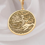 Solid gold Virgo pendant, a luxurious and meaningful statement jewelry piece for astrology fans.