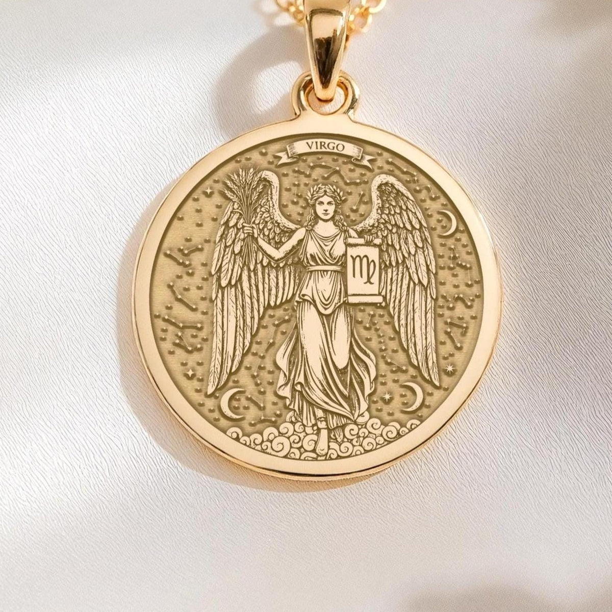 Virgo Maiden Zodiac Astrology Pendant | 14K Gold & Silver Options - Birthdate Jewelry Astrological Sign