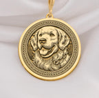 Golden Retriever Dog Pendant Necklace Necklaces 14K 14K Gold Plated dog portrait pendant necklace with circular design