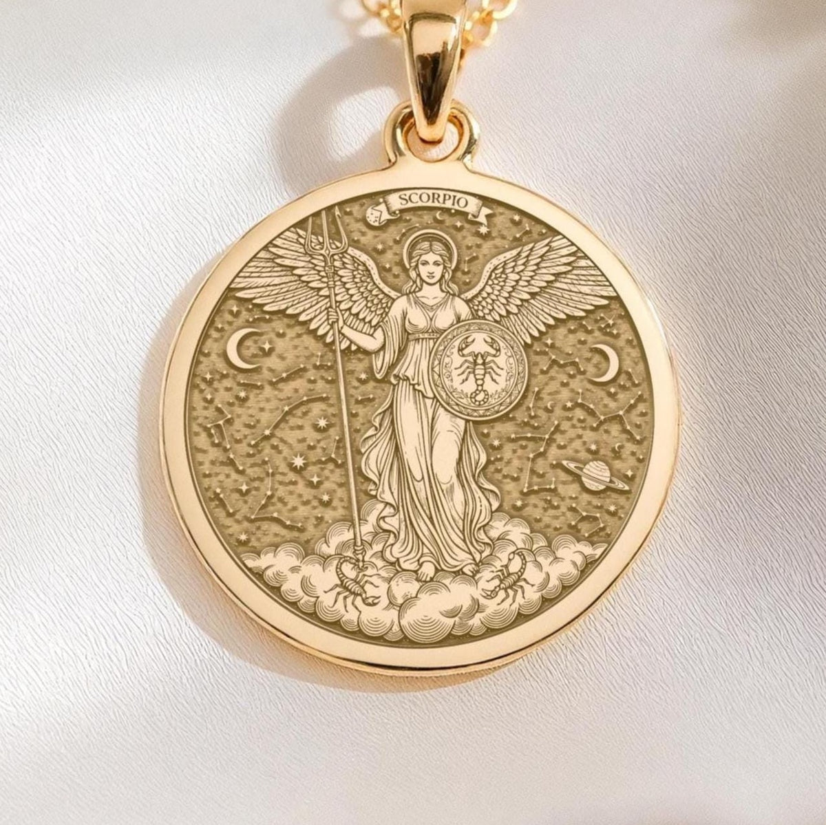 Scorpio Angel Zodiac Horoscope Pendant | 14K Gold & Silver Options - Astrological Sign Celestial Energy