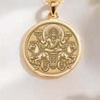 Surya Sun God with Seven Horses Chariot Pendant | 14K Gold & Silver Options - Ancient Mythology Cosmic Energy
