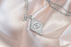 14K Solid Gold Evil Eye Horus Necklace, Silver Evil Eye Charm , Evil Eye Gold Pendant, Silver Horus Necklace, Diamond Shaped Evil Eye Horus