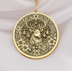 Christmas Deer Necklace Charm | 14K Gold & Silver Options - Holiday Gift Animal Lover