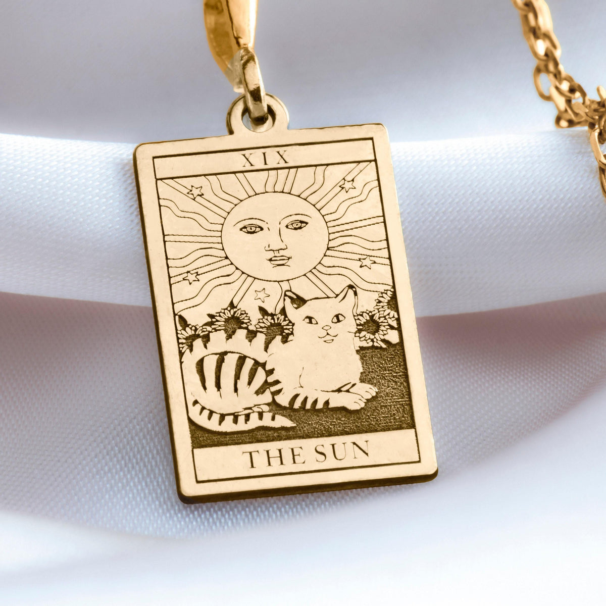 The Sun Tarot Necklace: 14K Gold with sun card rider waite occult arcana talisman - View 48