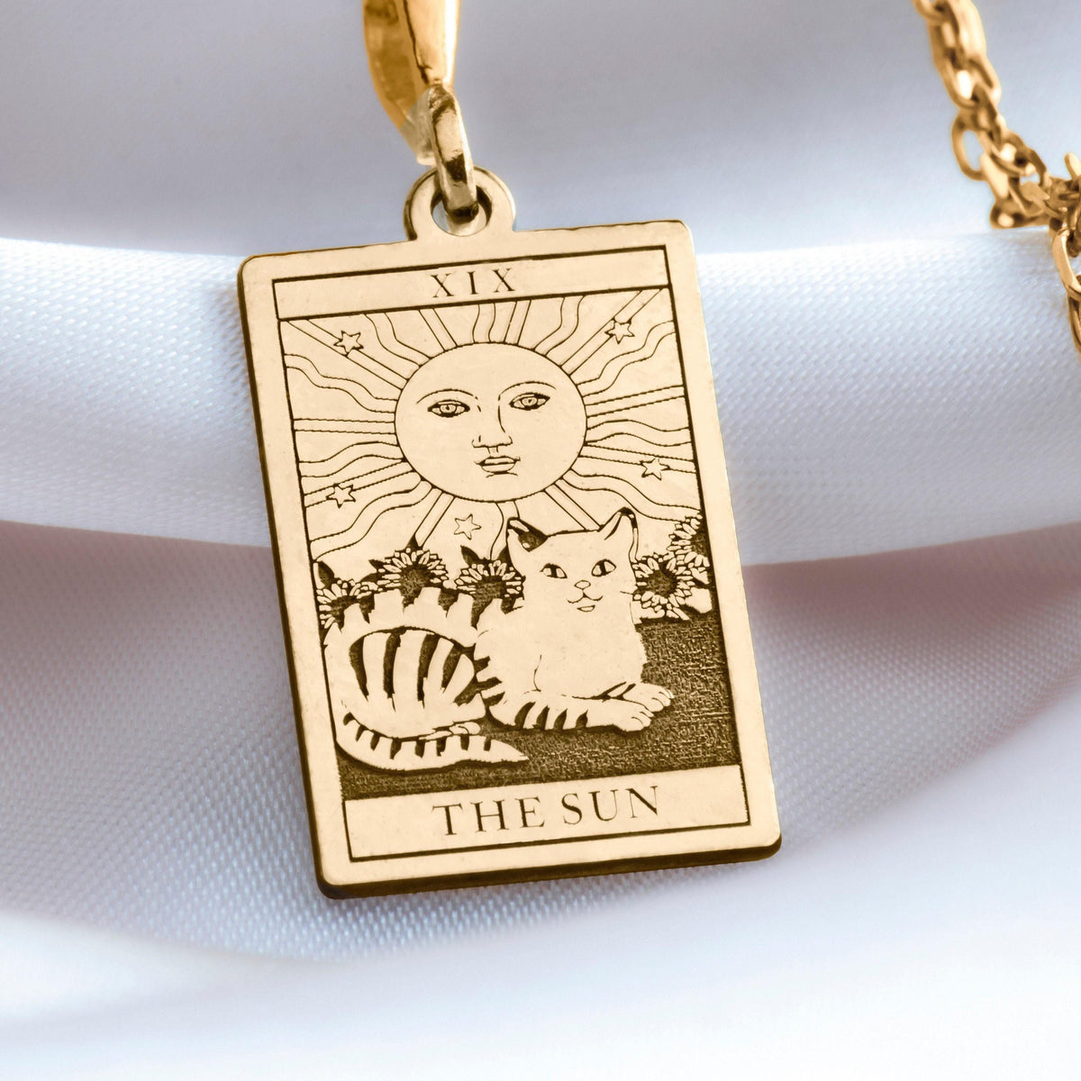 The Sun Tarot Necklace: 14K Gold with sun card rider waite occult arcana talisman - View 48