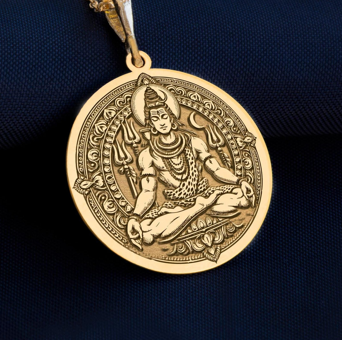 Shiva Pendant Necklace: 14K Gold Personalized Hindu God Coin Pendant,  Spiritual Protection Jewelry - View 48