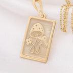Mushroom Necklace: 14K Gold with mushroom necklace psychedelic gift amulet talisman - View 153
