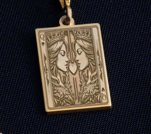 Ace of Queens Pendant: 14K Gold with ace of queens sapphic pride amulet talisman - View 48