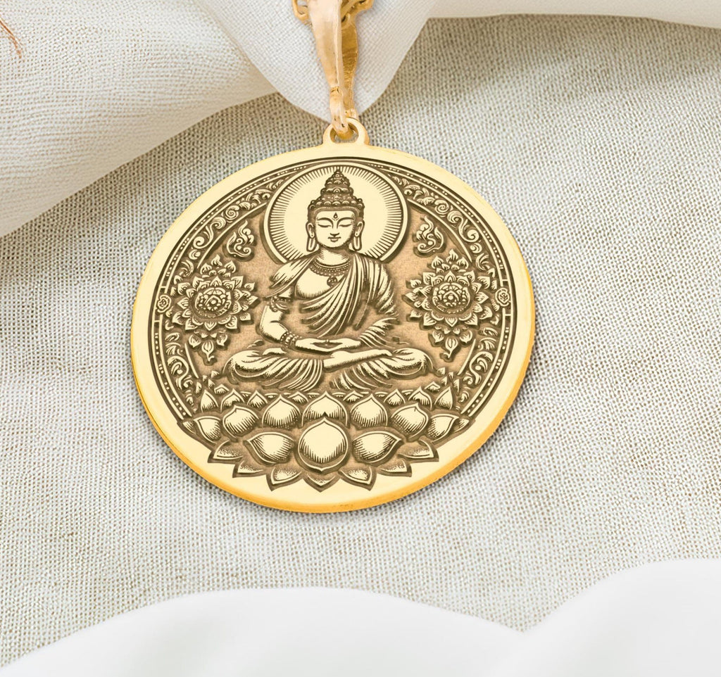 Buddha Necklace: 14K Gold with buddha gold necklace 14k solid zen talisman amulet - View 48