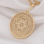 Metatron Cube Necklace: 14K Gold with sacred geometry metatrons cube amulet talisman - View 153