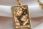Lovers Tarot Card Necklace: 14K Gold with tarot card rider waite occult arcana talisman - View 48
