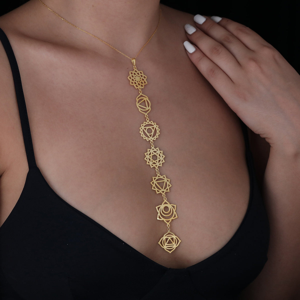 7 Chakra Necklace: 14K Gold with 7 chakra necklace reiki healing talisman amulet - View 6