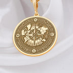 World Map Compass Necklace 14K Gold Personalized Travel Pendant, Navigation Charm, Wanderer Gift - View 153