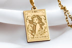 Witch Girl Necklace: 14K Gold with tarot card rider waite occult arcana talisman - View 48