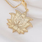 Lotus Flower Necklace: 14K Gold with lotus flower yoga talisman amulet collectible - View 90