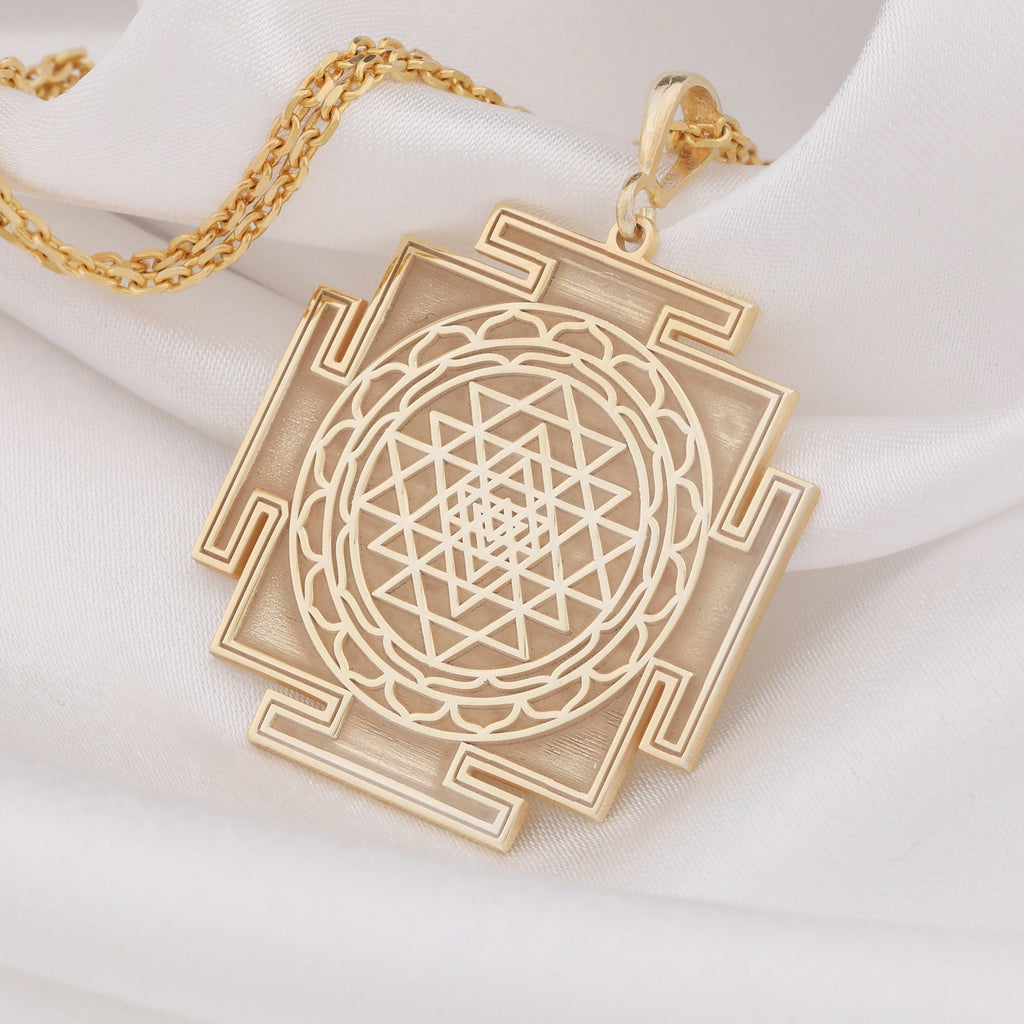 Sri Yantra Pendant: 14K Gold with sri yantra necklace sacred geometry gift amulet - View 48