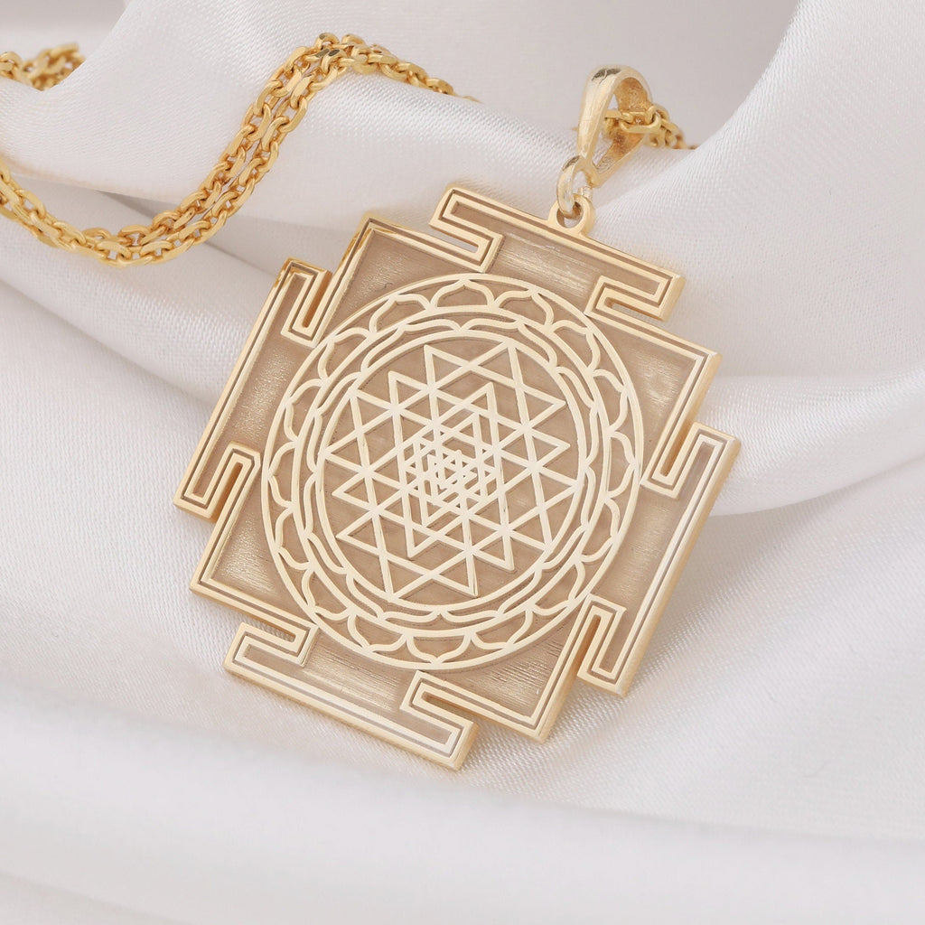 Sri Yantra Pendant: 14K Gold with sri yantra necklace sacred geometry gift amulet - View 48