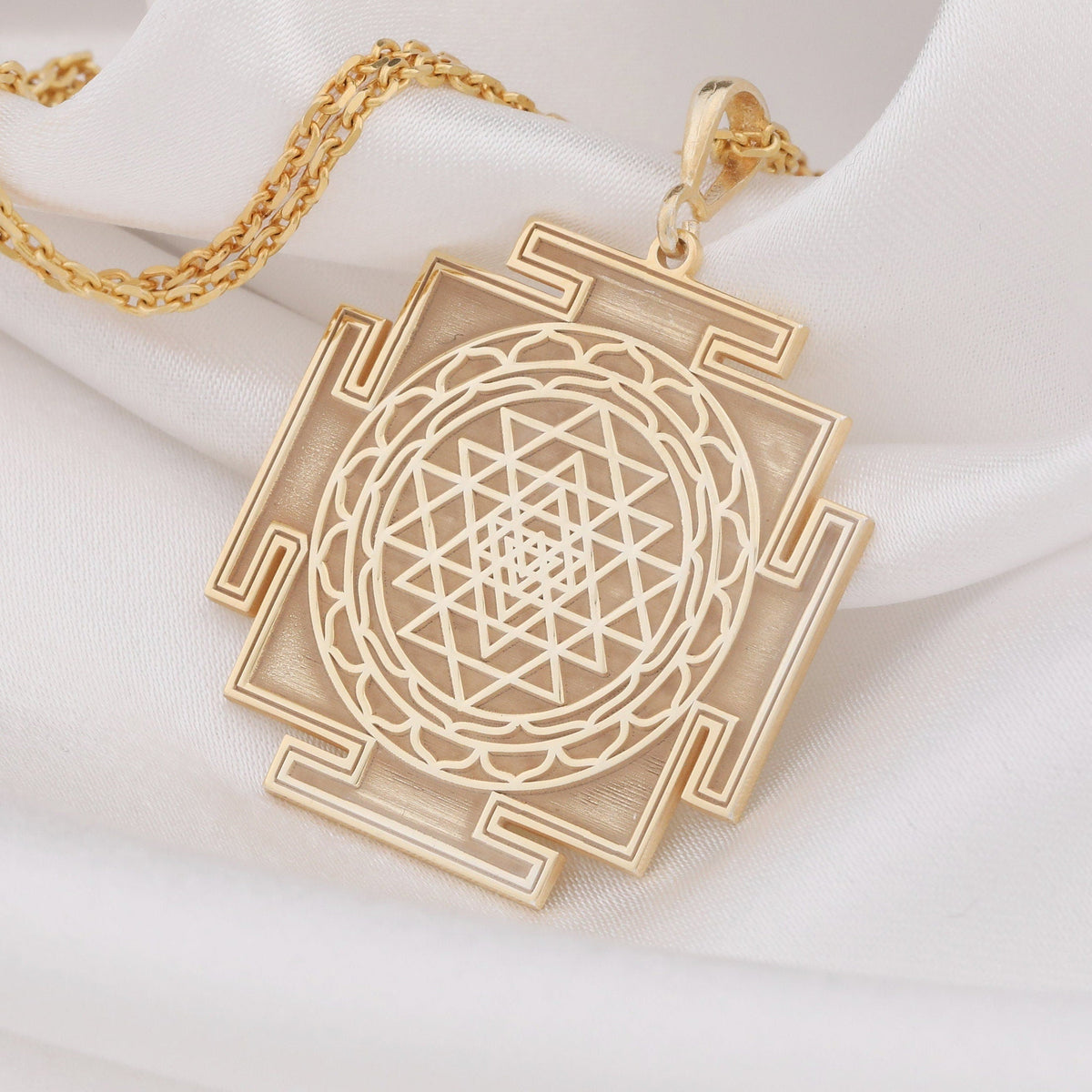 Sri Yantra Pendant: 14K Gold with sri yantra necklace sacred geometry gift amulet - View 48