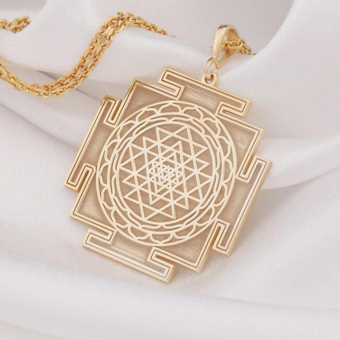 Sri Yantra Pendant: 14K Gold with sri yantra necklace sacred geometry gift amulet - View 48