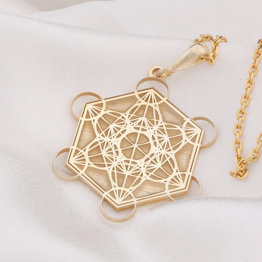 14K Gold Metatron's Cube Necklace: 14K Gold with metatron necklace sacred geometry - View 48