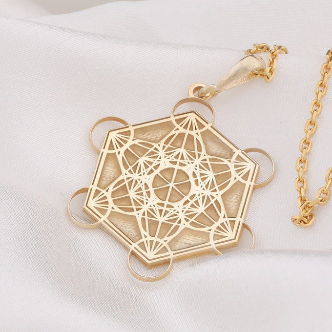 14K Gold Metatron's Cube Necklace: 14K Gold with metatron necklace sacred geometry - View 48