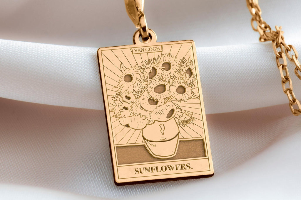 Sunflower Necklace: 14K Gold with van gogh necklace sunflower charm amulet talisman - View 48