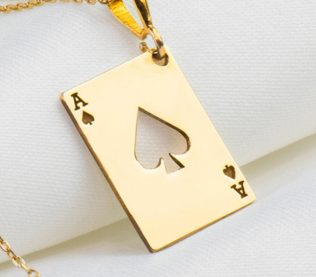 Ace of Spades Necklace: 14K Gold with ace of spades gift poker necklace occult arcana - View 48