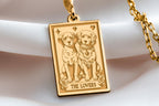 Puppy 'The Lovers' Card Necklace: 14K Gold with gold dog lovers lovers dog necklace - View 48
