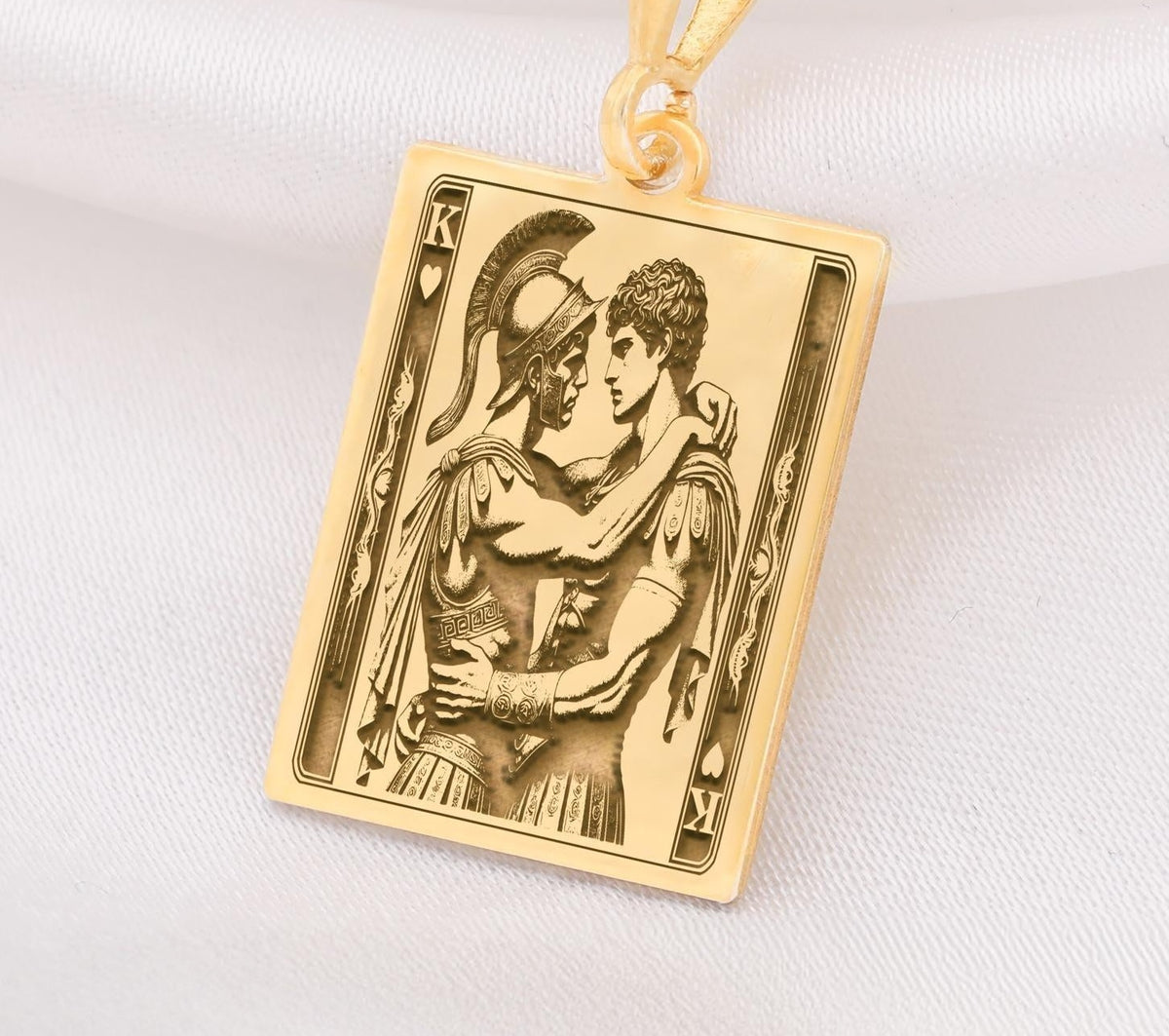 King of Hearts Necklace: 14K Gold with rainbow king gay pride gift occult arcana - View 48