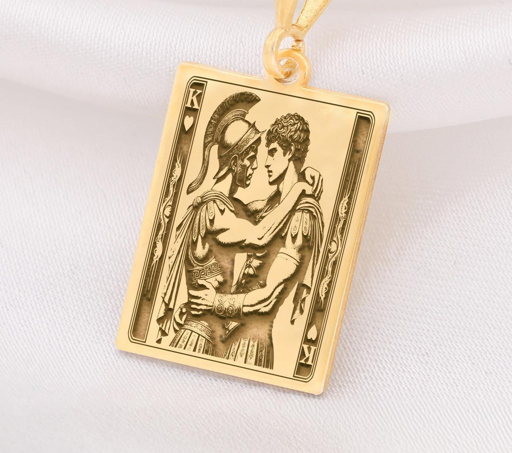 King of Hearts Necklace: 14K Gold with rainbow king gay pride gift occult arcana - View 48