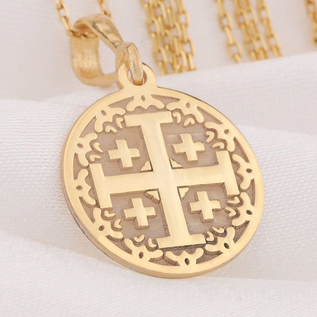 Jerusalem Cross Pendant: 14K Gold with crusader necklace gold crusader amulet talisman - View 48