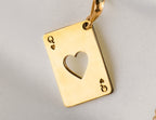 Queen of Hearts Necklace: 14K Gold with poker necklace queen hearts talisman amulet - View 48