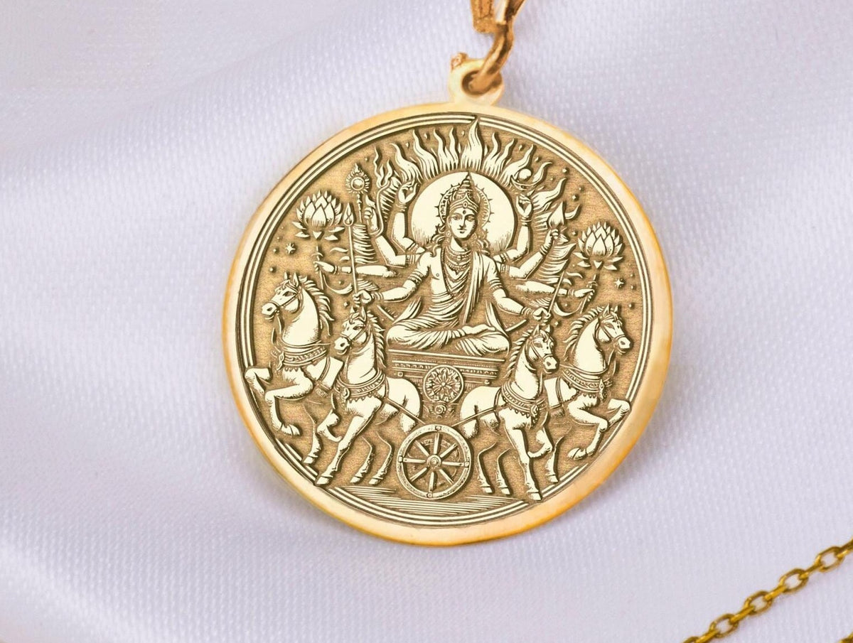 Surya Sun God Necklace: 14K Gold with surya pendant silver surya amulet talisman - View 48